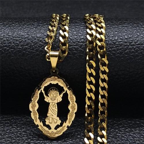 Son of the Virgin Mary Stainless Steel Chain Necklaces Gold Color Necklace Jewelry cadenas de acero inoxidab NXHLY13S05