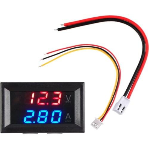 Hot DC 100V 10A 50A 100A Mini Digital Voltmeter Ammeter Voltage Current Meter Tester 0.28" Blue Red Dual LED Display For Home