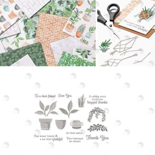 POTTED PLANTS Background Leaves Metal Cutting Die And Stamps Scrapbooking Background DIY Decoration Craft Embossing Make Albums