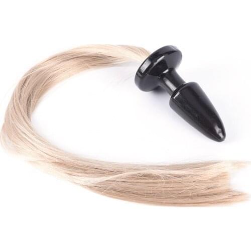 Sex Products Unisex Blondie Pony Tail Butt Plug, Fetish Animal Role Play Horse Anal Plug Tail, 50cm Long Silky Tail, Sex Toys