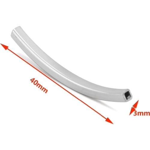 10PCS/lot Stainless Steel Curved Noodle Tube Spacer Beads Jewelry Making Findings 40mmx3mm