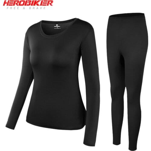 HEROBIKER Women Fleece Lined Thermal Underwear Set Winter Elastic Motorcycle Skiing Warm Long Johns Shirts & Tops Bottom Suit
