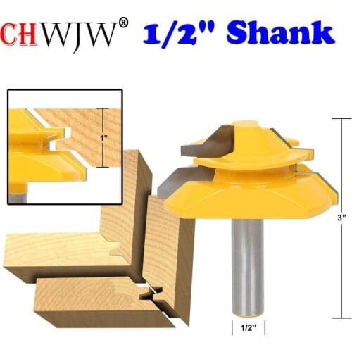 1pc Large Lock Miter Router Bit - 45 Degree - 1" Stock - 1/2" Shank Tenon Cutter for Woodworking Tools- Chwjw 15122