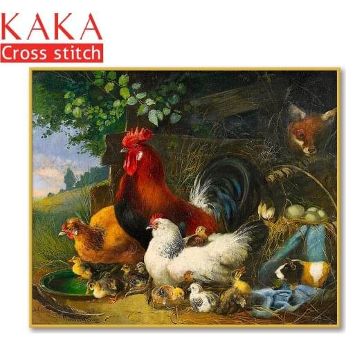 Cross stitch kits,Embroidery needlework sets with printed pattern,11CT-canvas for Home Decor Painting,Animals Full NCKA125