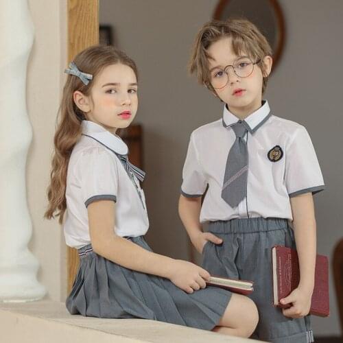 2021New Style College Style Childrens School Uniforms Collective Fashion Trend British Costumes Girls Skirts Boys Pants Shirts