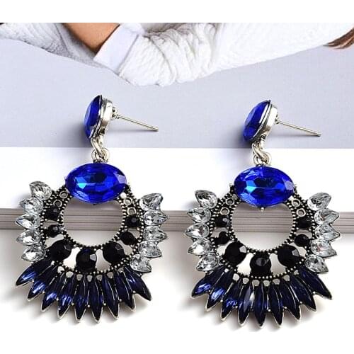 New Design High-Quality Metal Crystals Long Drop Earrings Statement Fashion Colorful Rhinestones Jewelry Accessories For Women