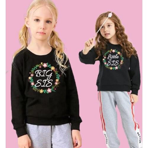 Big Sister Little Sister Clothes Sisters Matching Outfits Kid Baby Infant Toddler Girl Sweatshirt Long Sleeve Tops Cotton TShirt