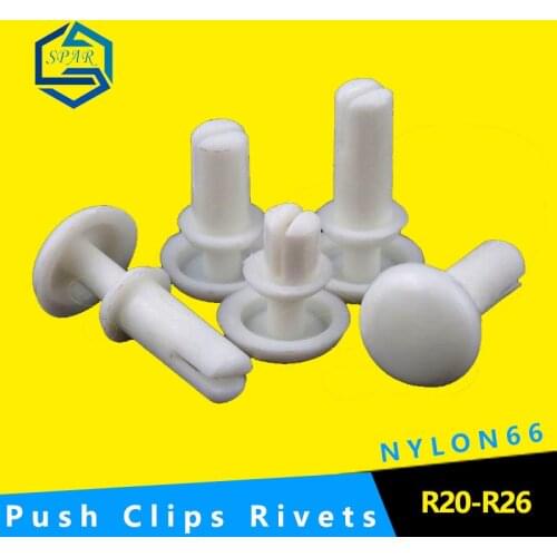 Wholesale Black Black White Nylon Hole Bottom Dia Push Clips Rivets Fasteners R20/R26