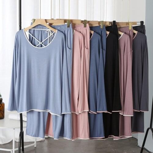 New Arrival 2021 Pajamas For Women Modal Cotton Homewear Lounge Wear Clothes Loose Ladies Pijama Set Spring Autumn Pyjama Femme