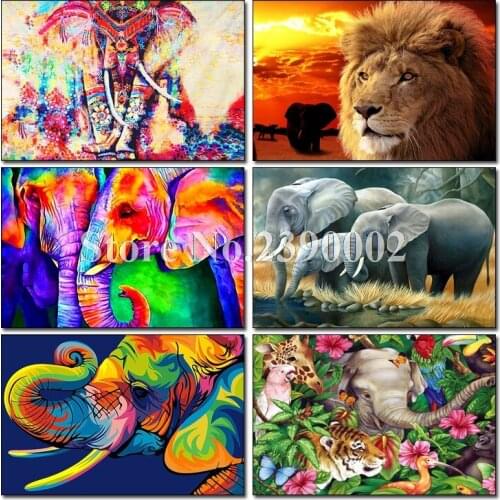 Full Posters Elephant Series 5D Diy Diamond Painting Rhinestone Square Mosaic Crafts Handmade Embroidery Wall Decor Cross Stitch