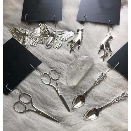 The Silver Plated Earrings //bee Earring//cicada Earrings//Victorian Hand Earrings//bat Earrings,insect Lovers,gothic Lovers