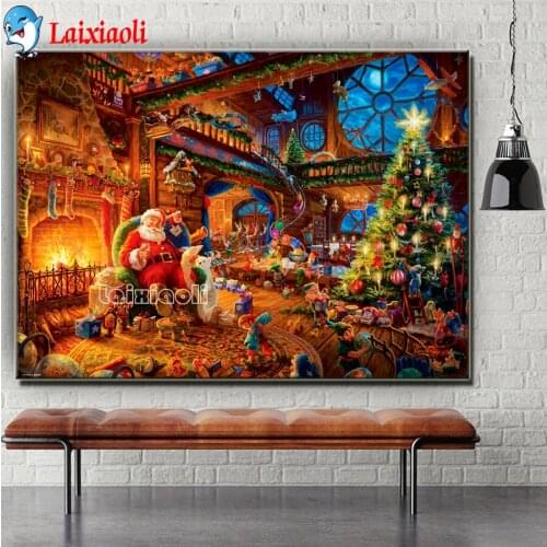 Santa Claus 5D Diamond DIY Mosaic Christmas tree Landscape Diamond Painting Full Set Diamond Embroidery Pictures Of Rhinestone
