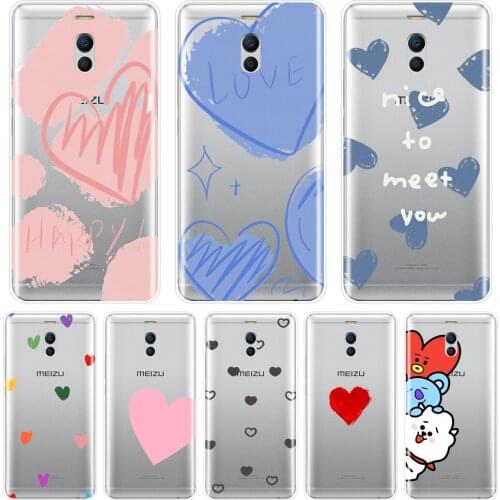 For Meizu M6 M5 M3 M2 Note Case Silicone Cute Heart Pattern Back Cover For Meizu M6 M6S M6T M5 M5C M5S M3 M3S M2 Phone Case
