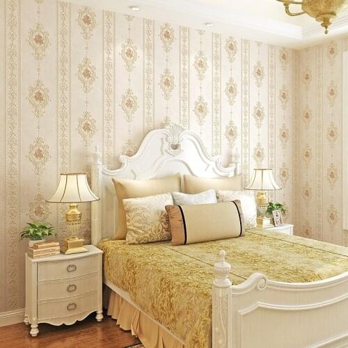 Modern Stripe Non-Woven Flocking Wallpapers Papel De Parede Floral Wall Paper Roll For Living Room Bedroom Sofa TV Background