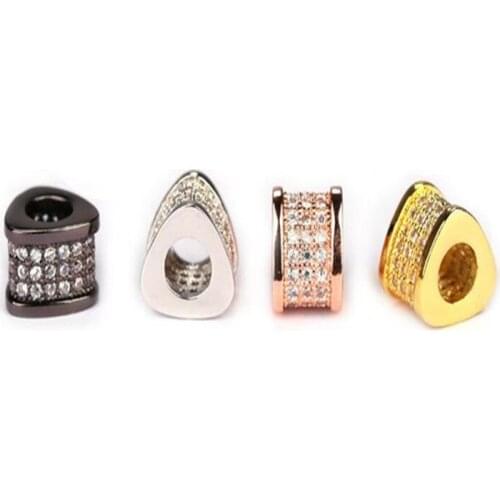 Triangular Triangle Micro Pave space Bead CZ Bead Clear Cubic Zircon Triangular beads Pave Beads Bracelet Charms