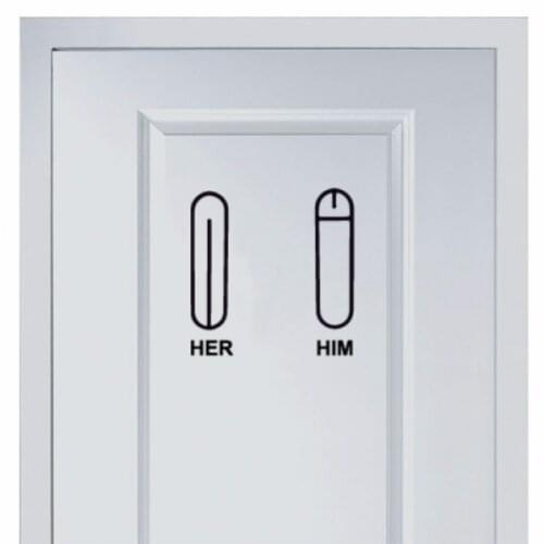 Her And Him Marks For Man And Womans Toilet Vinyl Fashion for Shop Office Home Cafe Hotel Toilets Door Decor Wall Stickers