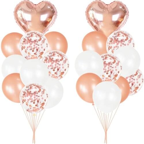 20pcs/lot Rose Gold Heart Star Balloon Foil Balloons Helium Confetti Balloon For Christmas Wedding Birthday Party Decor Air Ball