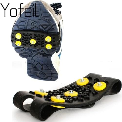 Yofeil Elastic magic spike shoes anti slip Ice Gripper with crampon walk on ice snow for mountaineering climbing in winter