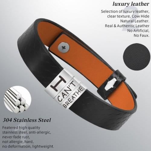 New Arrival Letter I Cant Breathe Bangle Stainless Steel Women Men Letter Black Live Matter Bracelet High Quality Jewelry