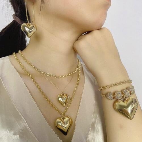 Vintage Punk Chains On The Neck Choker Necklace For Women Gold Thick Chain Heart Pendants Necklaces Party Boho Jewelry Colar