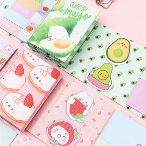 1pack Memo 6 folding Post Notes Colorful Fruits Self-Adhesive 4color Random Record writing DIY 85*60MM
