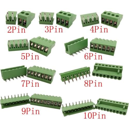 10Pairs 2P 3P 4P 5P 6P 7P 8P 9P 10 Pin Pitch 3.96mm Right Angle Terminals Plug Header Socket PCB Screw Terminal Block Connector