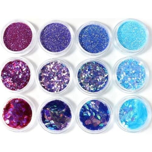 12 Boxes/set Chameleon Nail Glitter Sequins Mermaid Flakes Shiny Hexagon Shape Slices Nails Art Decorations DIY Polish Manicure