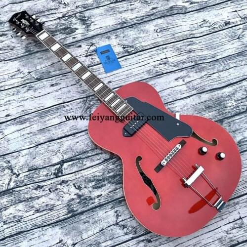 2020 new 6-string electric guitar, hollow guitar, red painted rose fingerboard, postage