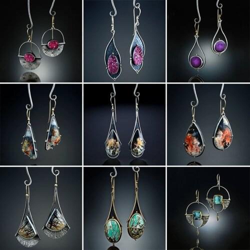 2019 Vintage Ethnic Hook Dangle Drop Earrings for Women Female Resin Bridal Party Wedding Jewelry Ornaments Accessories O5D