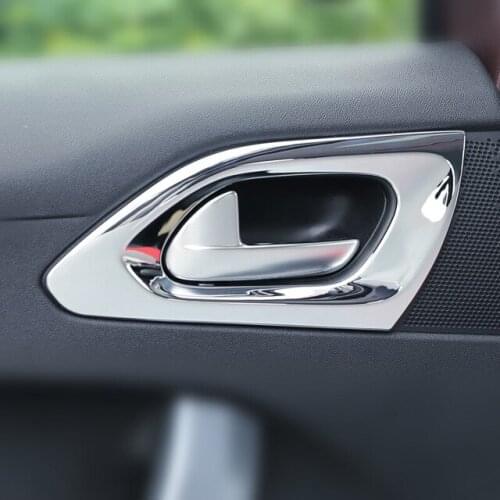 ABS Chrome Car Styling For 2014 2015 2016 2017 Peugeot 2008 Accessories inner door Bowl protector frame Panel Cover Trim