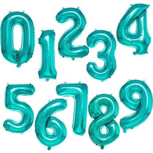 32inch Big Teal Foil Number Balloon For Mermaid Birthday Party Decoration Kids Large Digital Balloons Anniversary Decor Supplies