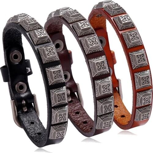 Factory Direct Supply Punk Jewelry Retro Cowhide Bracelet Personality Creative Leather Bracelet