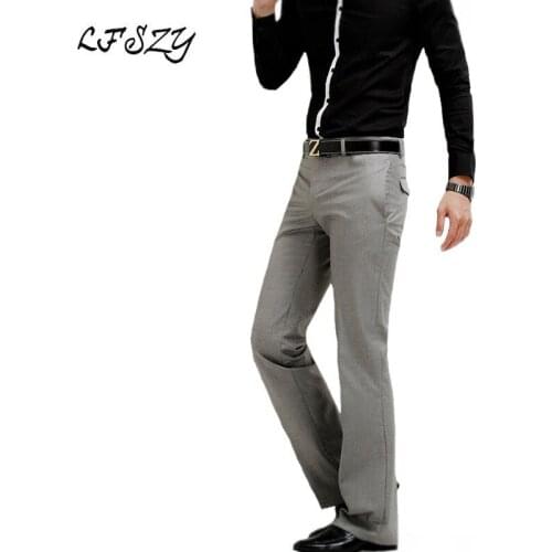 Mens Grey Bell Pants Spring and Summer New Korean Pants Mens Slim Pants Mens Free Hot Wide Leg Pants Size 29-34 35