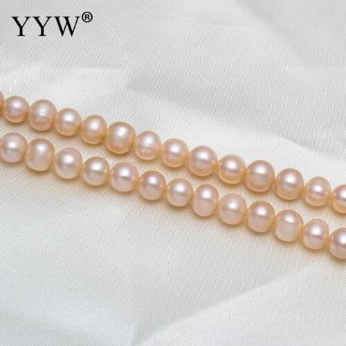 Natural Pink 8-9mm Cultured Button Freshwater Pearl Beads 15Inch/Strand 0.8mm Hole for DIY Bracelet Necklace Jewelry Making