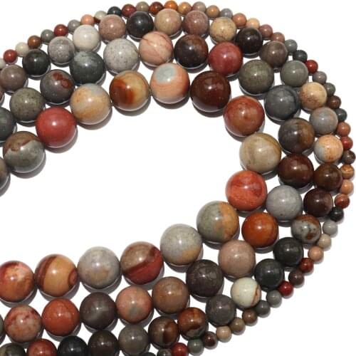 Free Shipping Natural Stone Ocean Jaspers Stone Round Beads 4 6 8 10 12 MM Pick Size For Jewelry Making Diy Bracelet Necklace