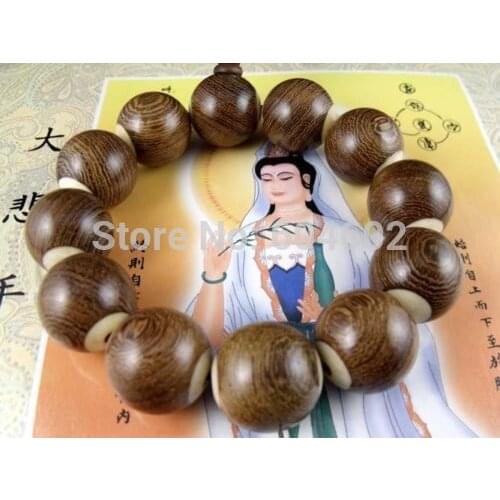 20mm Wenge Wood Beads Inlaid Bone Tibetan Buddhism Bracelet
