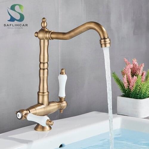 Dual ceramics handles Basin Faucet Deck Mounted Bathroom Vessel Sink Mixer Tap Basin Sink Faucet Hot & Cold Water mixer Faucets