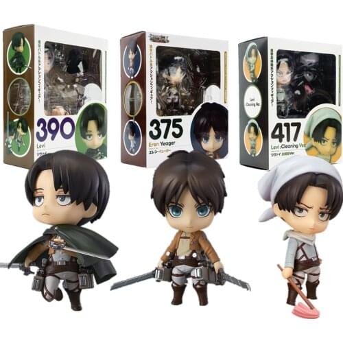Attack on Titan Anime Levi Ackerman Eren Jaeger 390 417 375 PVC Action Figures Shingeki no Kyojin Cute Toys Figurine Figuras