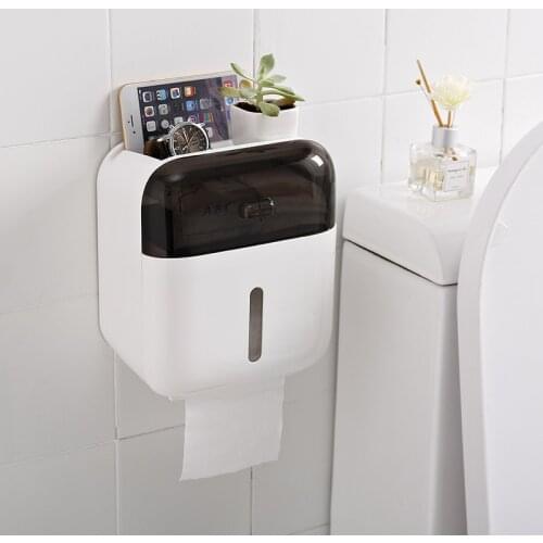 Hygienic Carton Toilet Rack Waterproof Toilet Paper Plastic Waterproof Wall-mounted Tray Roll Holder Towel Storage Box Tray