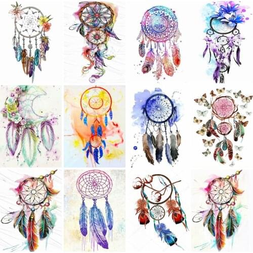 Huacan Diamond Painting Full Square Dream Catcher Home Decoration Mosaic Feather Embroidery Scenery Diamond Art