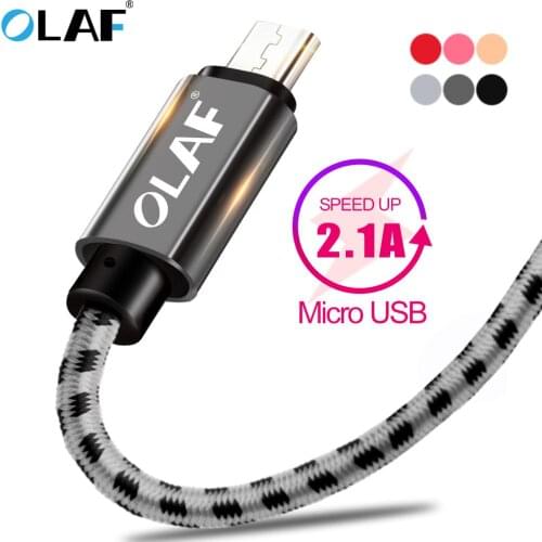 Olaf Micro USB Cable 2.1A Fast Charging USB Data Cable Mobile Phone Charging Cables for Samsung Xiaomi LG Tablet Android cable