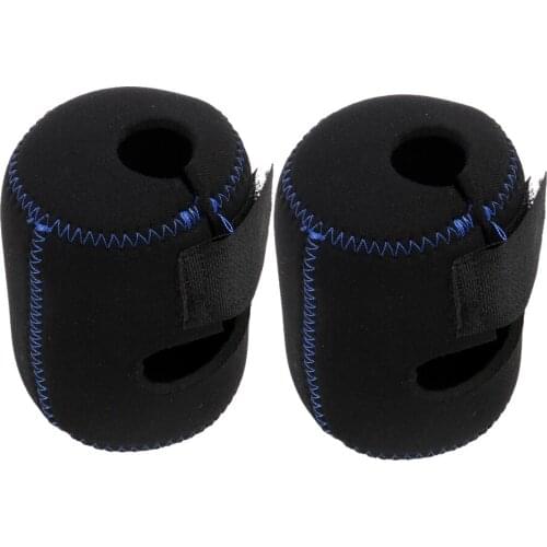 Pack of 2 Neoprene Fishing Spinning Reel Wheel Storage Bag Protective Case Pouch Black