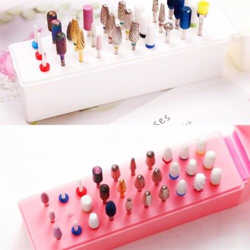 30 Holes Nail Drill Bits Grinding Head Box Storage Acrylic Stand Display Container for Manicure Tool Accessories