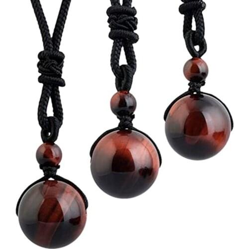 Brown Tiger Eye Beads Friendship Bracelet for Women Men Natural Stone Beads Pendant Adjustable Healing Necklaces