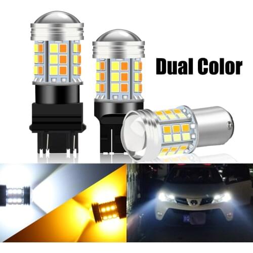 2pcs T20 7443 W21/5W T25 3157 P27/7W Led Bulb 1157 BAY15D P21/5W Car Turn Signal Lamp Brake Lamp Dual Color White Amber Ice Blue