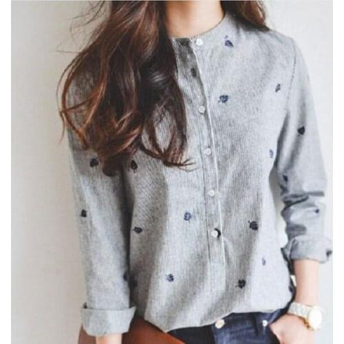 MOXFCIZO Women's Shirts With Embroidery
