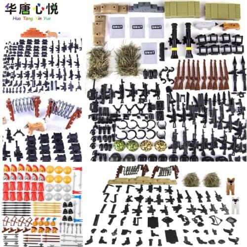 Creator WW2 Military Weapon Building Blocks Pack MOC Army Accessory Soldiers Figure Gun City Police SWAT Team Creator Cities Toy