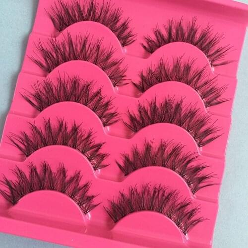5Pairs Handmade Natural Long Cross False Eyelashes Soft Eye Lashes Makeup Thick Fake False Eyelashes Extension Tools