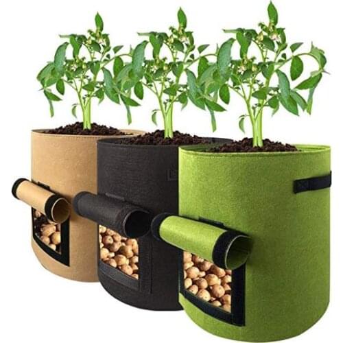 Non-Woven Plant Potato Grow Bag Reusable Highly Breathable Vegetables Grow Pots Planting Bag Large Flower Planter 5 /7/10 Gallon
