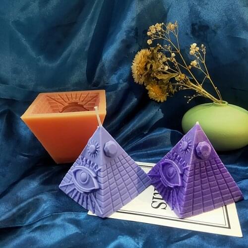New Pyramid with Mestery Eye Architecture Style Silicone Candle Mold Egyptian Cherish Building Chocolate Candy Bakeware Moulds